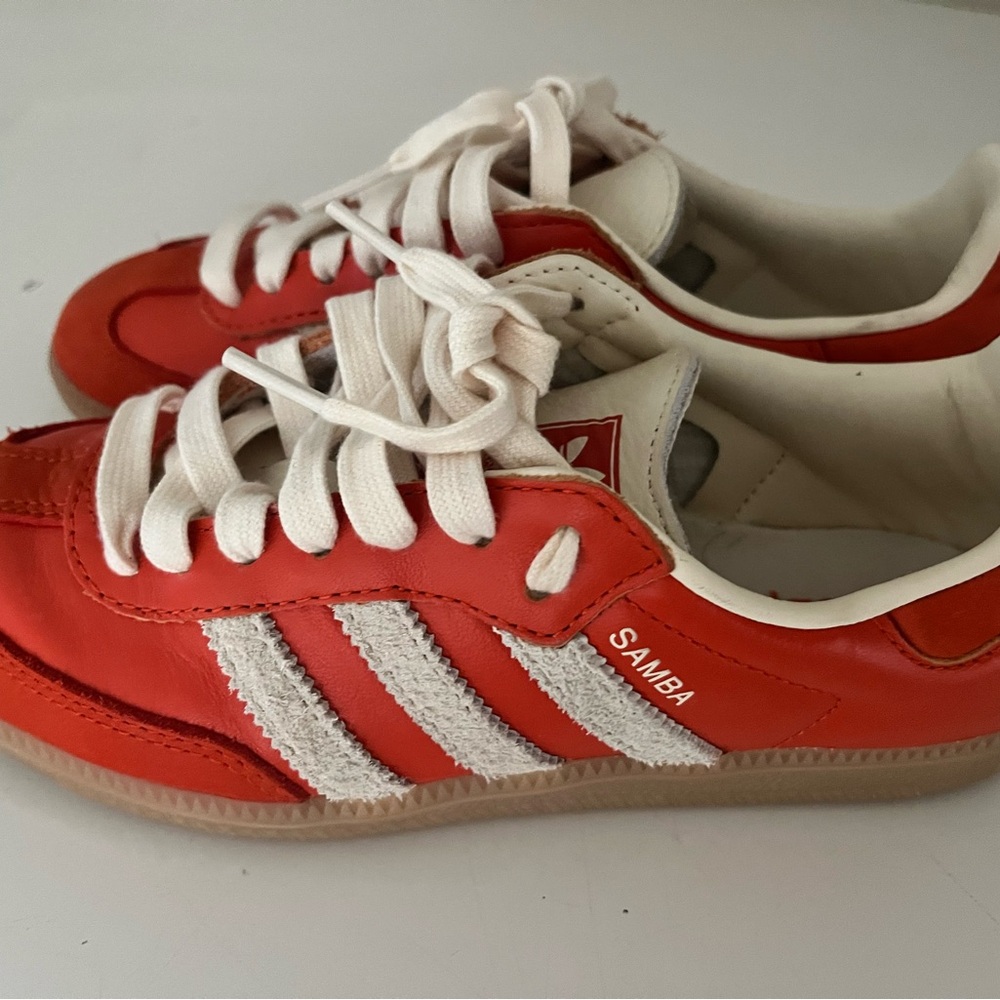 Adidas Samba Orange & White Sneakers- women’s size 5 - Picture 2 of 4